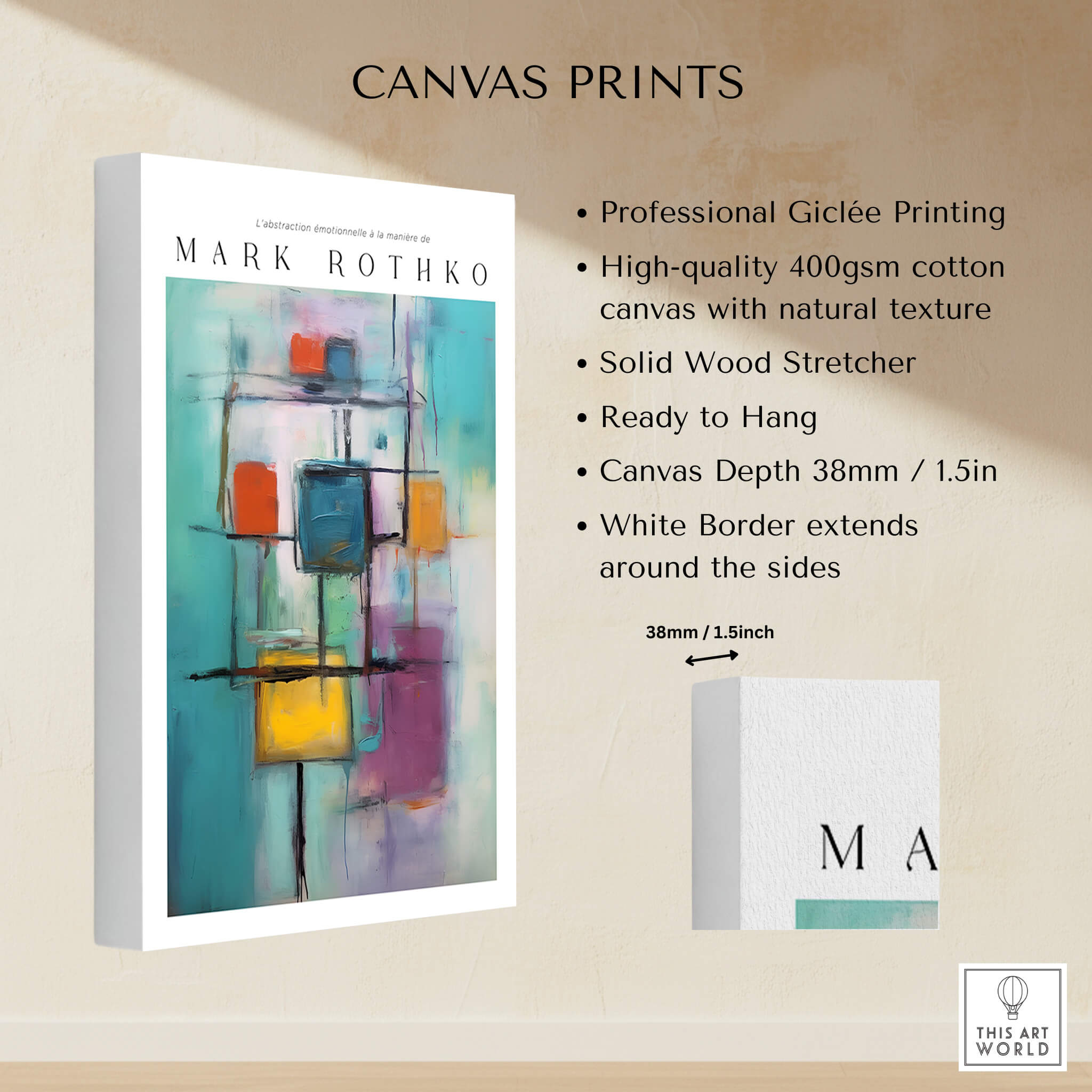 Rothko Style Floating Blocks Painting Print | Modern Abstract Canvas Wall Decor features professional Giclée printing and natural texture.