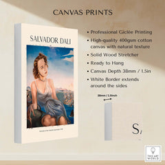 Salvador Dali Portrait Mrs Dorothy Spreckels 1942 Surrealist Seascape Art Print Poster on canvas with white border.