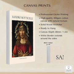 Botticelli Man of Sorrows Christ Art Print Religious Renaissance Painting Poster on canvas with professional Giclée printing.