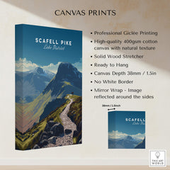 Scafell Pike Lake District Wall Art Print | English Mountain Peak Travel Poster showcasing professional giclée canvas print.