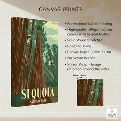 Sequoia National Park canvas print with tall trees, cotton canvas wall art, product details