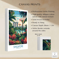 Singapore Gardens by the Bay Poster showcasing vibrant colors and iconic landmarks in a beautifully crafted canvas print.
