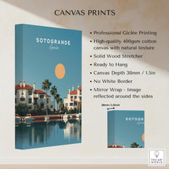 Sotogrande Spain Travel Poster | Luxury Marina & Boats Wall Art Print - Canvas print details and features.