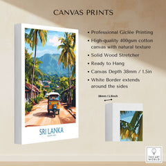 Sri Lanka Wall Art featuring a Tuk-Tuk on canvas, showcasing vibrant culture and ready to hang decor.