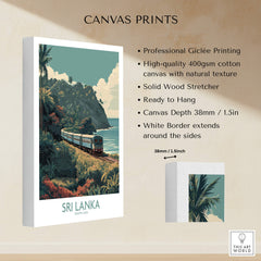 Sri Lanka Poster | Tropical Railway Canvas Print featuring a scenic train journey through lush landscapes.