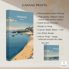 Swanage Dorset Travel Poster | English Coastal Town Wall Art Print showcasing canvas print features and design.