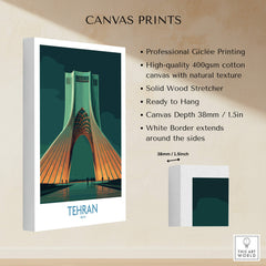 Tehran Iran Canvas Print | Iconic Persian Monument Cityscape Poster featuring iconic architecture and vibrant colors.