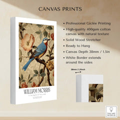 William Morris Prints - Blue Bird Floral Art Print - Botanical Poster Canvas print with Giclée printing.