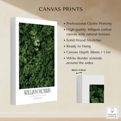 William Morris Prints - In the Depths of the Jungle Foliage Botanical Art Print on canvas with lush green leaves and big cat