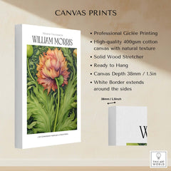 William Morris Prints - Large Floral Bloom Art Print - Botanical Poppy Poster on canvas with natural texture