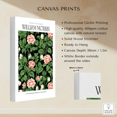 William Morris Prints - Pink Blossom Art Print - Dark Botanical Poster featuring professional Giclée printing and natural texture.