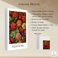 William Morris Prints - Abundant Floral Bloom Art Print - Colourful Botanical Poster with floral design on canvas.