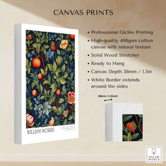 William Morris William Morris Fruit and Floral Vine Art Print - Dark Botanical Poster featuring vibrant fruits and flowers.