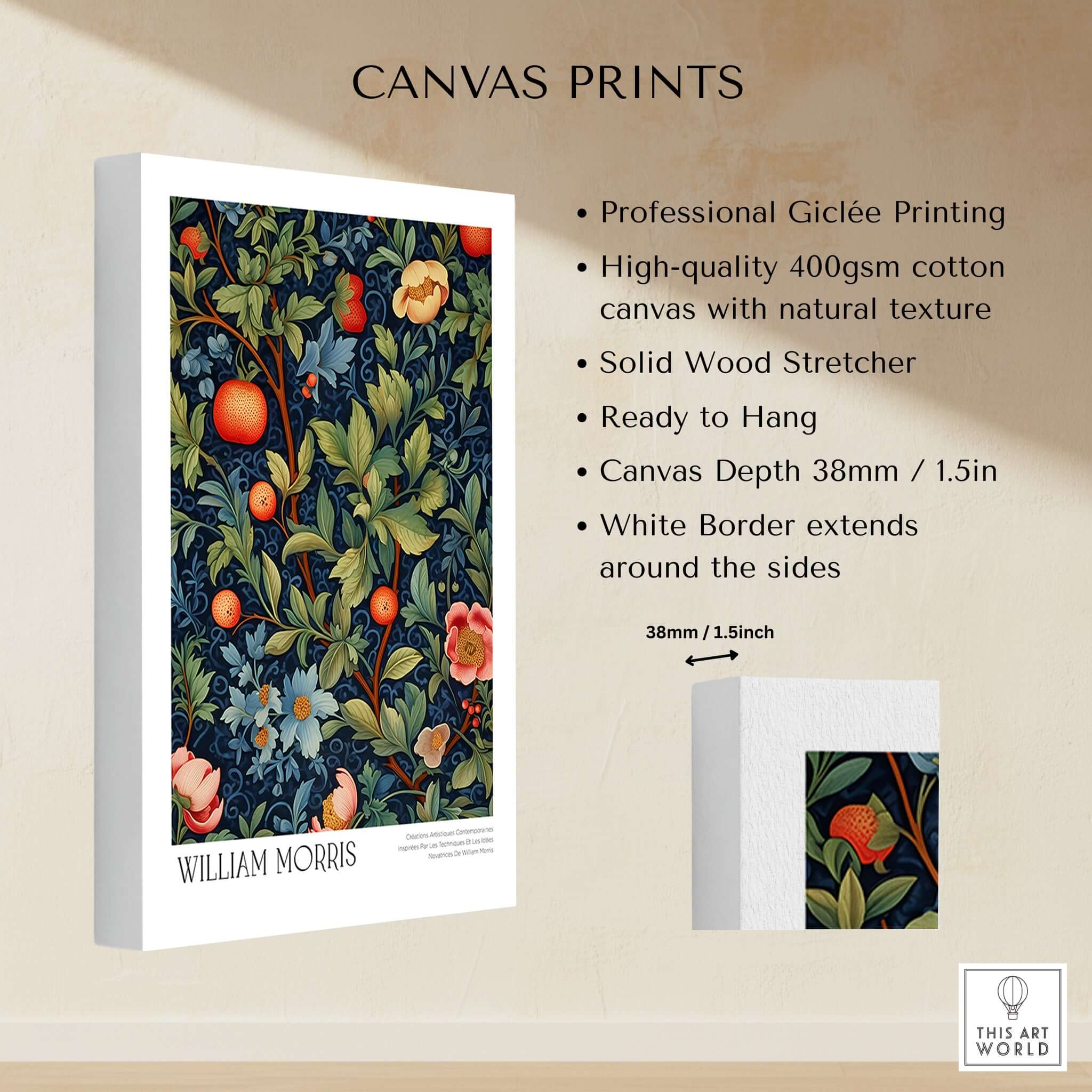 William Morris William Morris Fruit and Floral Vine Art Print - Dark Botanical Poster featuring vibrant fruits and flowers.