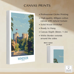Windsor Castle canvas wall art print with white border and cotton texture, ready to hang