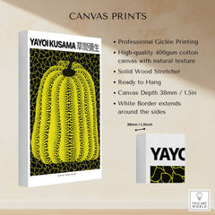Yayoi Kusama Yellow Black Pumpkin 1991 Hong Kong Art Print Poster Polka Dot Decor canvas print details