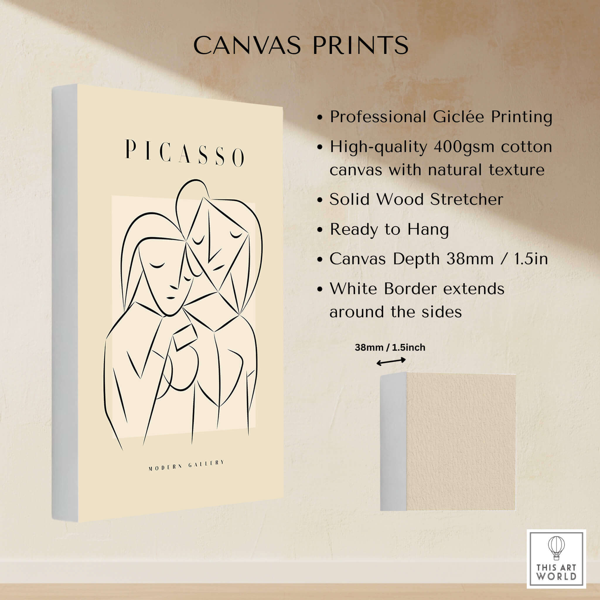 Picasso Abstract Couple Lovers Embrace Line Art Figures Poster Modern Gallery Wall Art features professional Giclée printing.