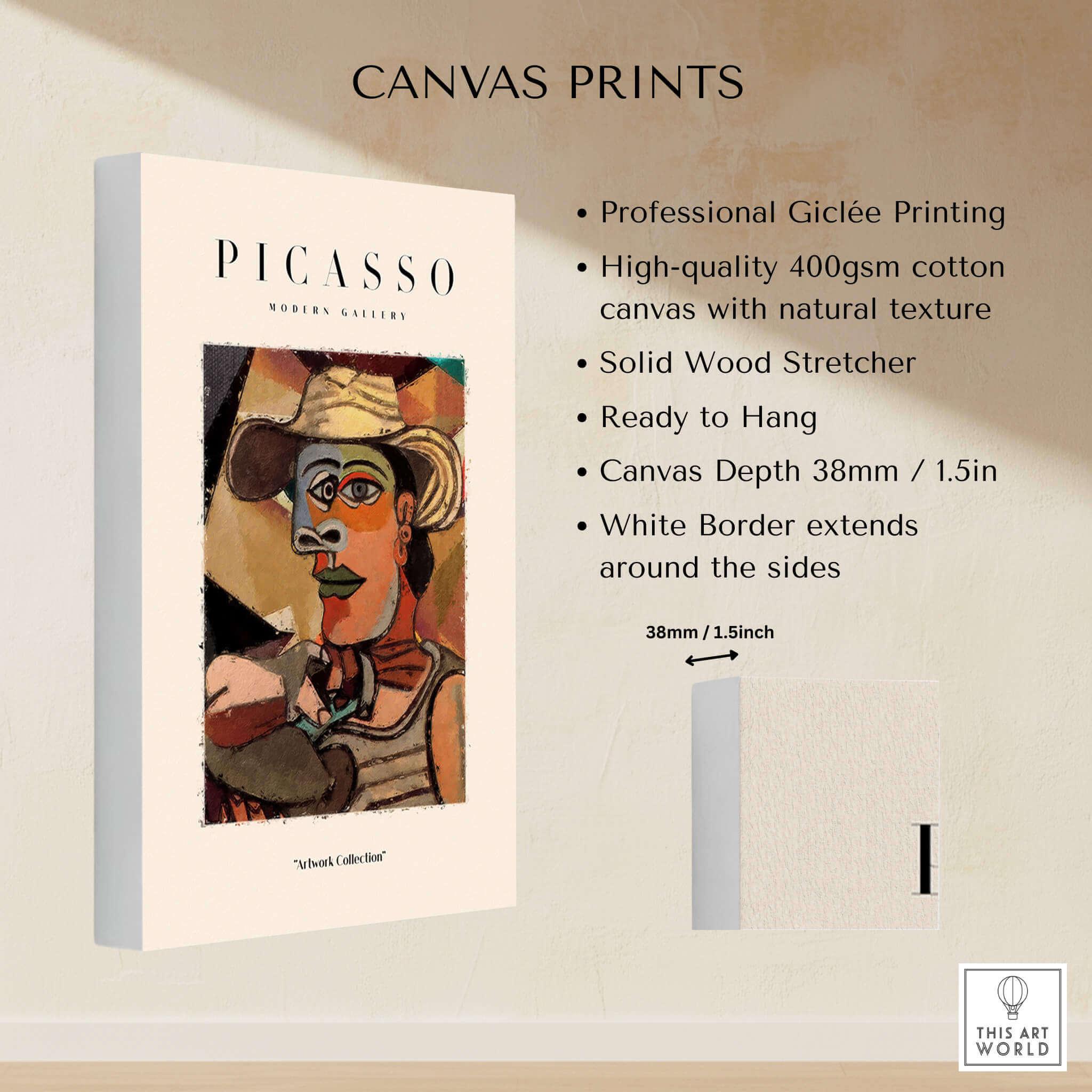 Picasso Man Straw Hat Abstract Portrait Art Print – This Art World