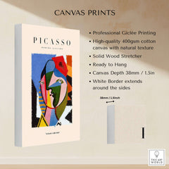 Picasso Geometric Face Abstract Art Print Colorful Cubist Portrait Poster Artwork Collection on canvas.