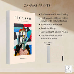 Picasso Woman Beret Abstract Portrait Art Print Colorful Cubist Poster Artwork Collection