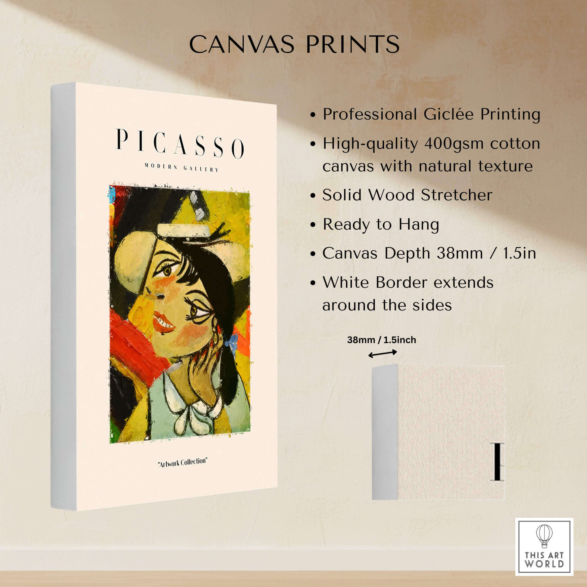 Picasso Smiling Woman Abstract Portrait Poster Cubist Style Artwork Print Modern Gallery on canvas print.