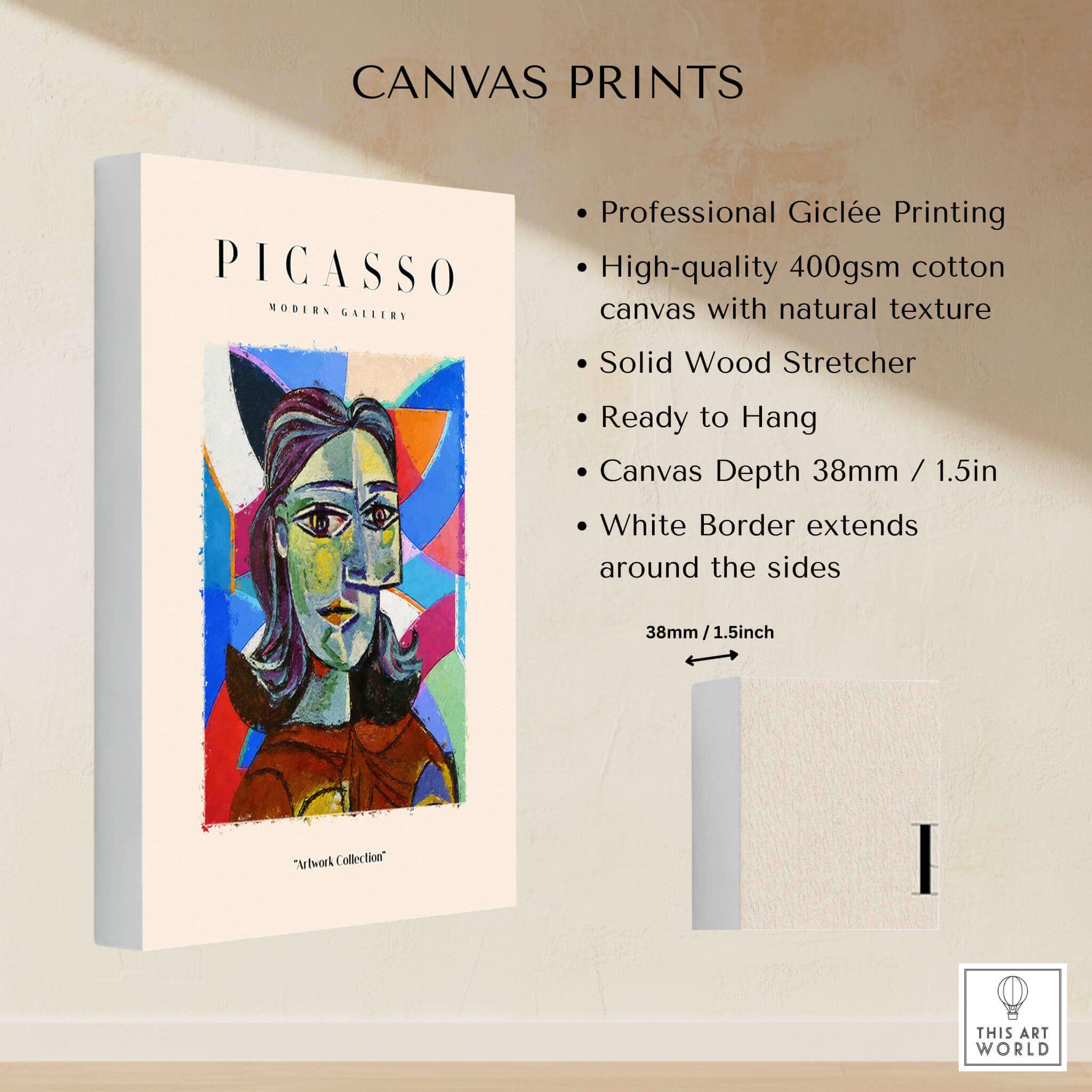 Picasso Woman Portrait Fragmented Abstract Poster Colorful Artwork Print Modern Gallery canvas print display.