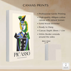 Picasso Portrait Nusch Eluard 1937 Colorful Cubist Art Print Modern Poster Wall Art canvas print showcasing vibrant colors and geometric design.