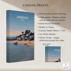 Abersoch Llyn Peninsula Shoreline View Canvas Print | Welsh Seaside Travel Poster product details and specifications.