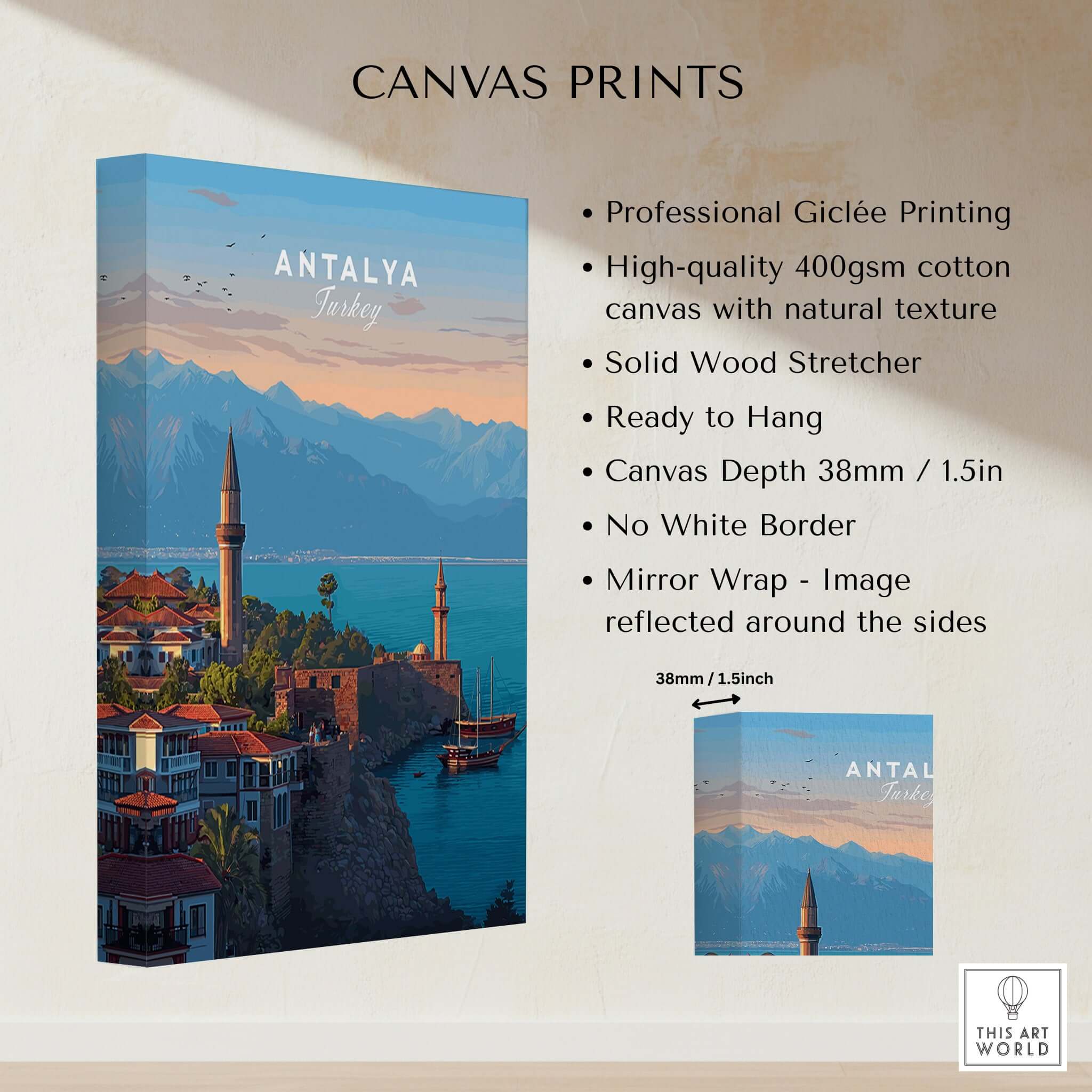 Antalya Canvas Print | Turkish Architecture Wall Decor showcasing professional Giclée printing and natural texture.