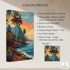 Big Island Hawaii Kona Coast Canvas Art Print | Vibrant Hawaiian Wall Art showcasing vibrant colors and professional giclée quality.