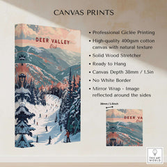 Deer Valley Ski Print - Utah canvas print showcasing the thrilling slopes of Deer Valley, perfect wall art for adventure lovers.
