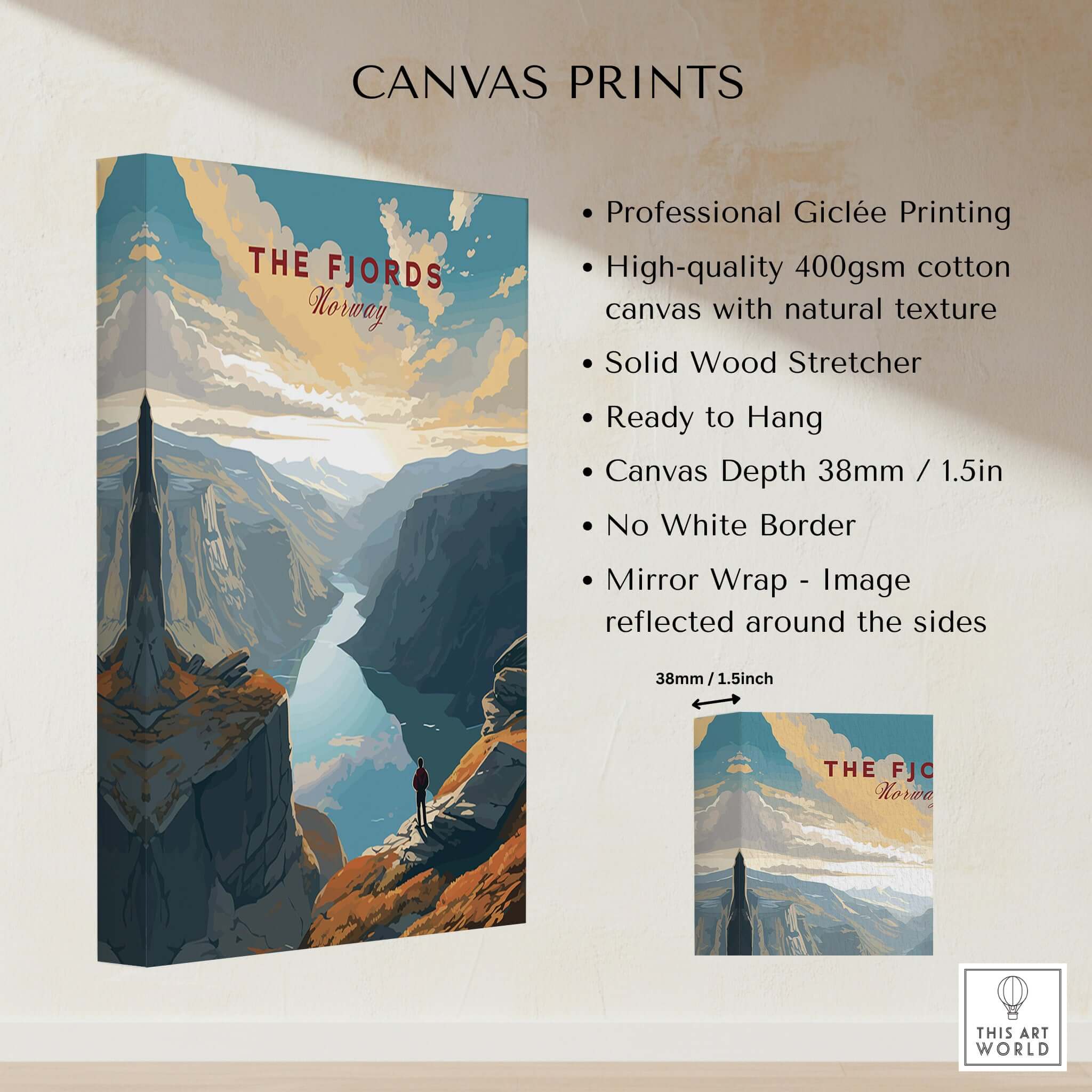 Fjord Wall Art Print - Norway featuring stunning landscape design and high-quality giclée printing.