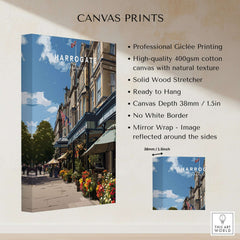 Harrogate Street View Print | Yorkshire Home Decor showcasing Giclée quality with vibrant colors and charming streetscape.