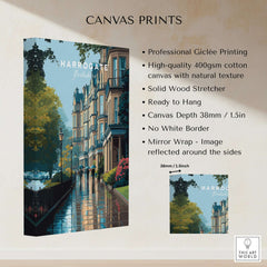 Harrogate Classic British Town Scene Print | English Architecture Wall Art on high-quality canvas.