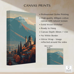 Kosovo Historic Church Hill View Canvas Print | European Wall Decor with high-quality giclée printing on cotton canvas.