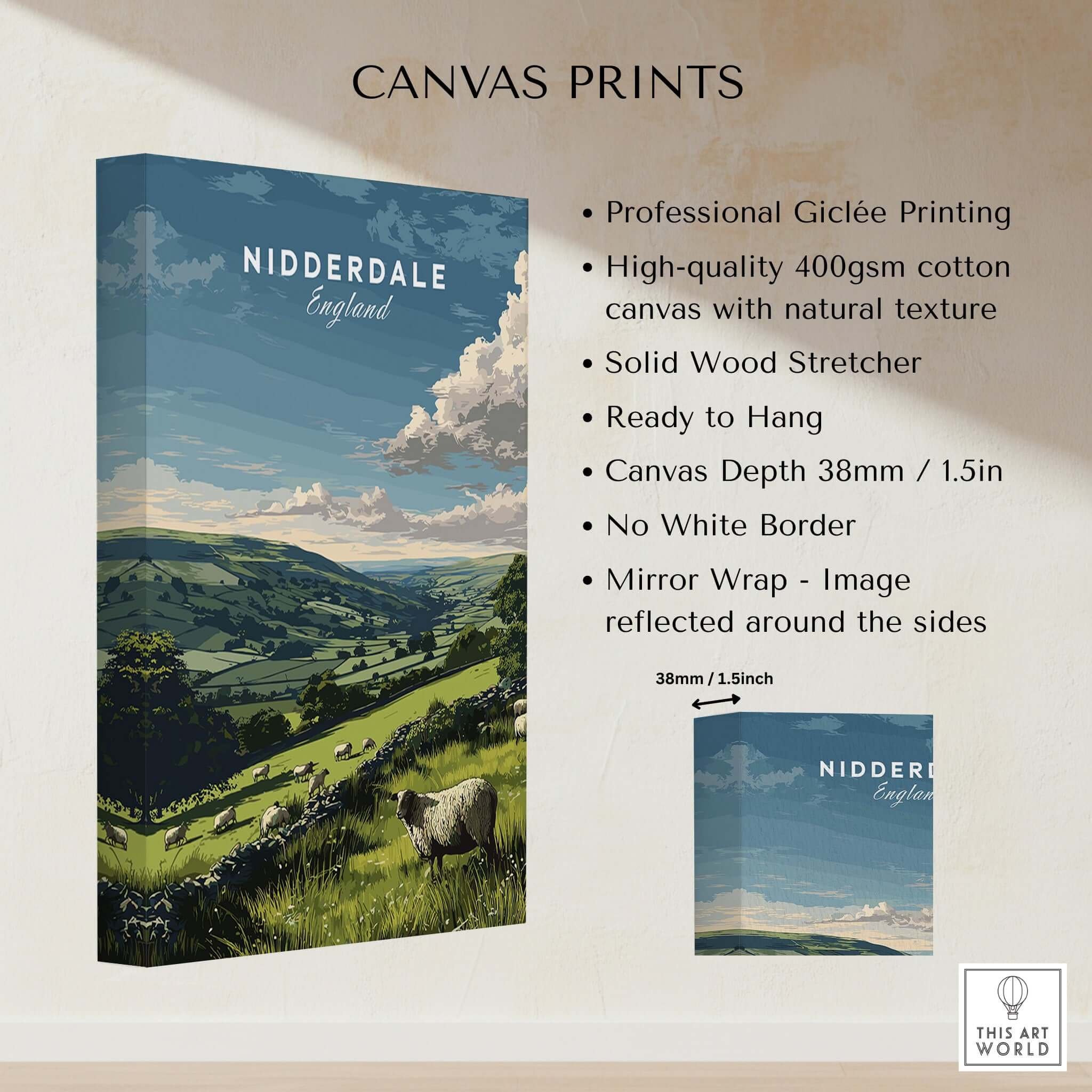 Nidderdale Canvas Print | English Countryside Decor - High-quality Giclée printing showcasing Yorkshire countryside.