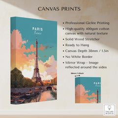 Paris Poster - Eiffel Tower canvas print featuring the iconic Eiffel Tower and vibrant colors enhancing home decor.