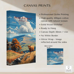 Peak District Mam Tor View Canvas Print | Autumn Landscape Wall Decor showcasing high-quality Giclée printing and natural landscape.