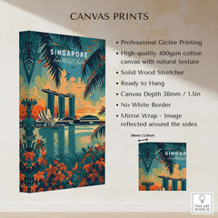 Singapore Wall Art Print - Southeast Asia Travel Poster showcasing Marina Bay Sands on canvas.