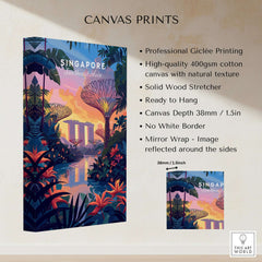 Singapore Poster featuring vibrant Gardens on the Bay, perfect for transforming your home decor with nature and culture.