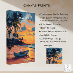 Sri Lanka Sunset Art - Tropical Beach Poster, South Asia Travel Print on high-quality canvas