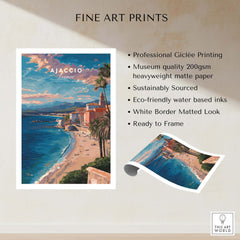 Ajaccio Canvas Print | French Travel Wall Decor featuring Corsican coastline and vibrant Mediterranean scenery.