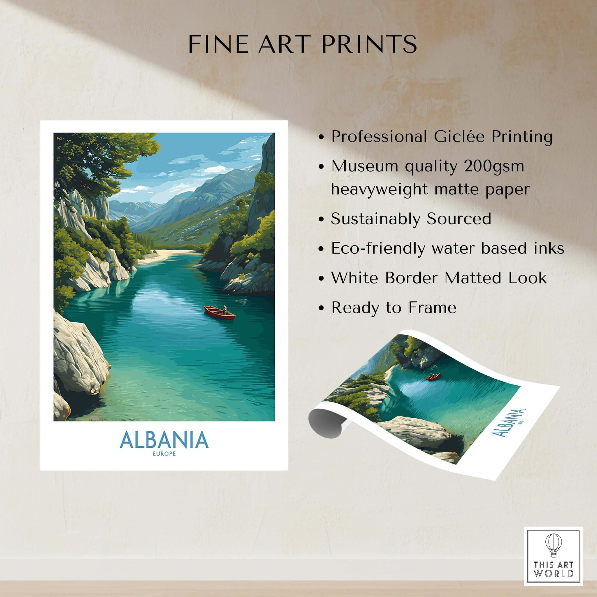 Albania Canvas Print | Framed and Unframed Travel Wall Decor showcasing a breathtaking landscape.