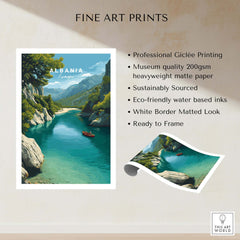 Albania Canvas Art Print featuring a serene landscape of Albanian mountains and waters, showcasing vibrant colors and natural beauty.