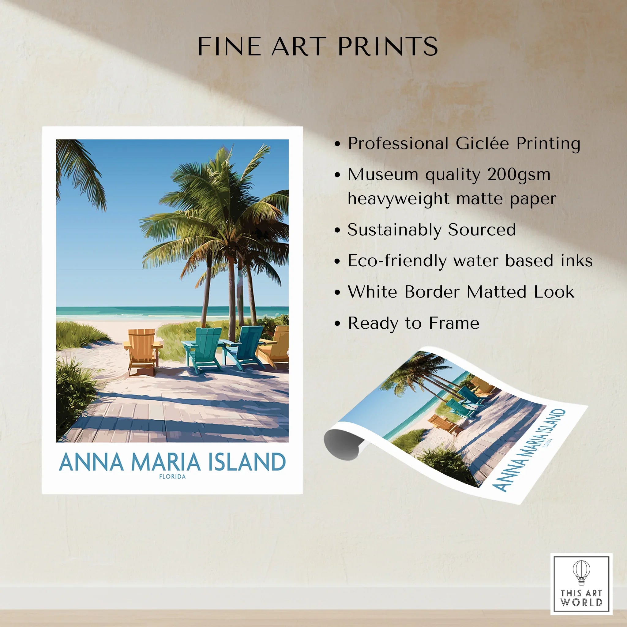 マリーミキ　全日空沖縄　プリンプリン・プリンセス B0巨大ポスター　81年ANA Anna Maria Island FL Palm Tree Poster – This Art World
