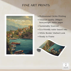 Antalya Kaleiçi Marina Canvas Print | Turkish Travel Wall Decor showcasing fine art print details and features.
