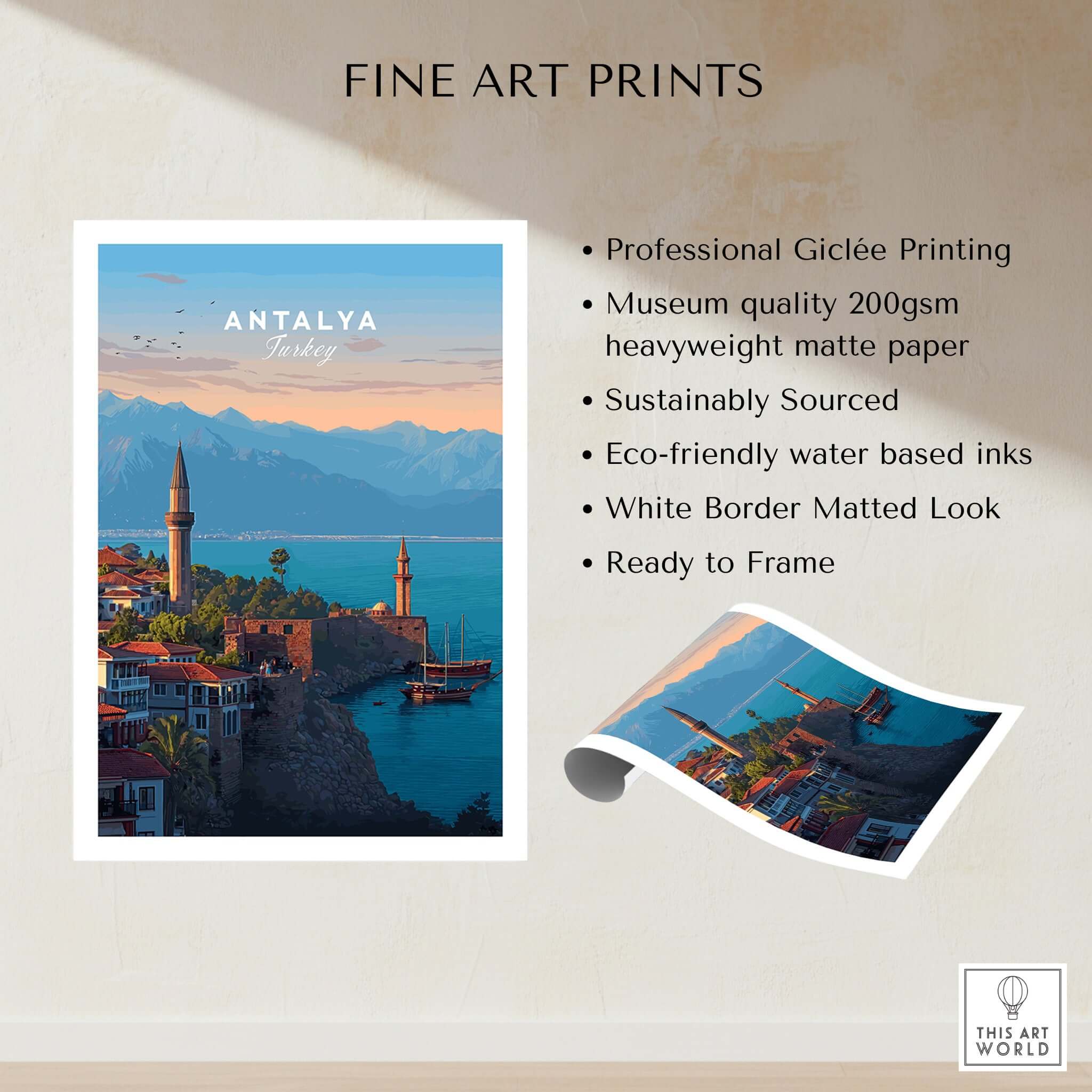 Antalya Canvas Print | Turkish Architecture Wall Decor showcasing professional Giclée printing on heavyweight paper.