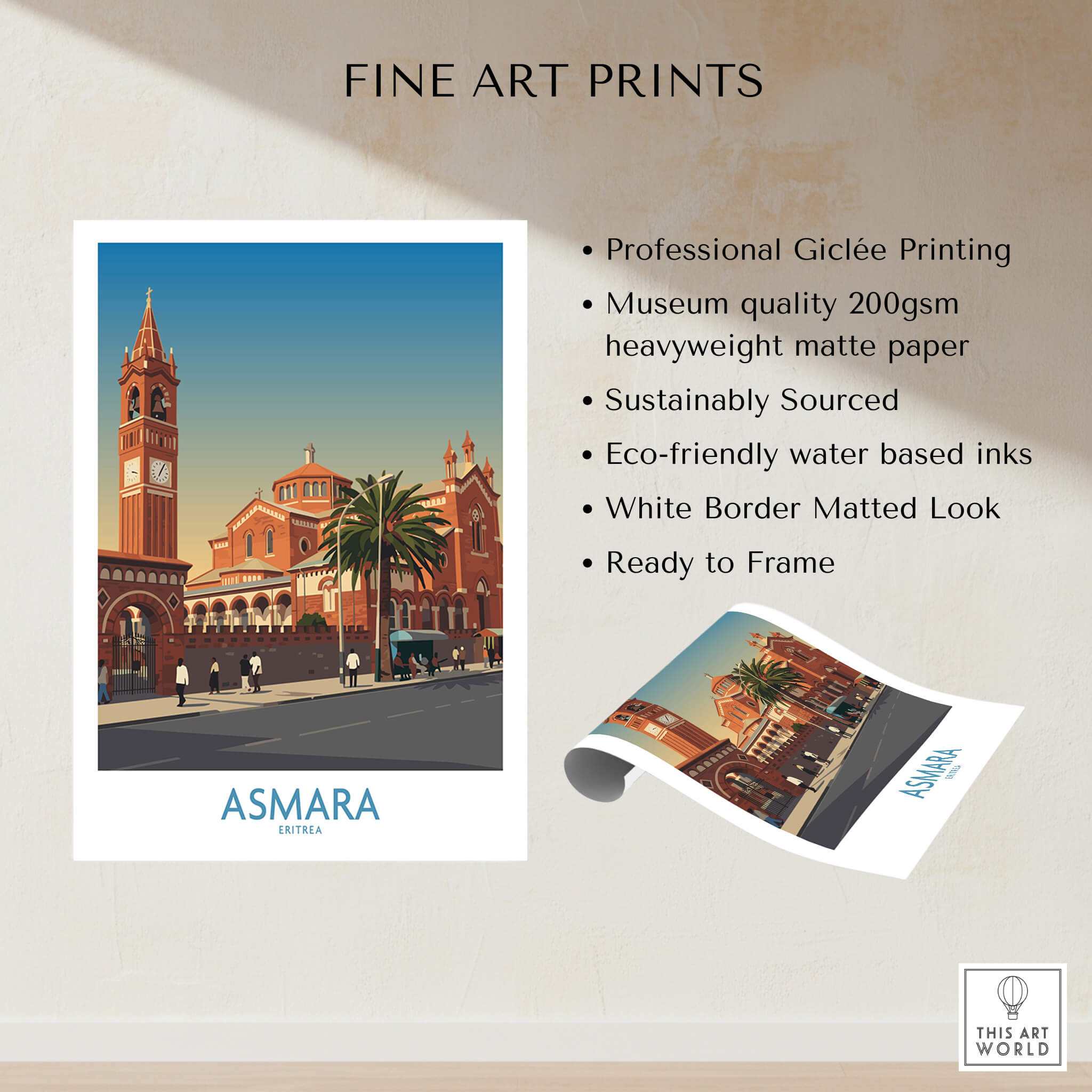 Asmara Eritrea Wall Art – Historic Architecture and City Street Decor Poster showcasing fine art print features.