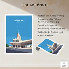 Asmara Travel Poster – Fiat Tagliero Futurist Architecture Art Print featuring professional Giclée printing details.