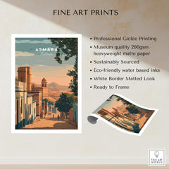 Asmara Travel Poster – Sunset Cityscape Art Print showcasing professional Giclée printing and museum-quality paper.